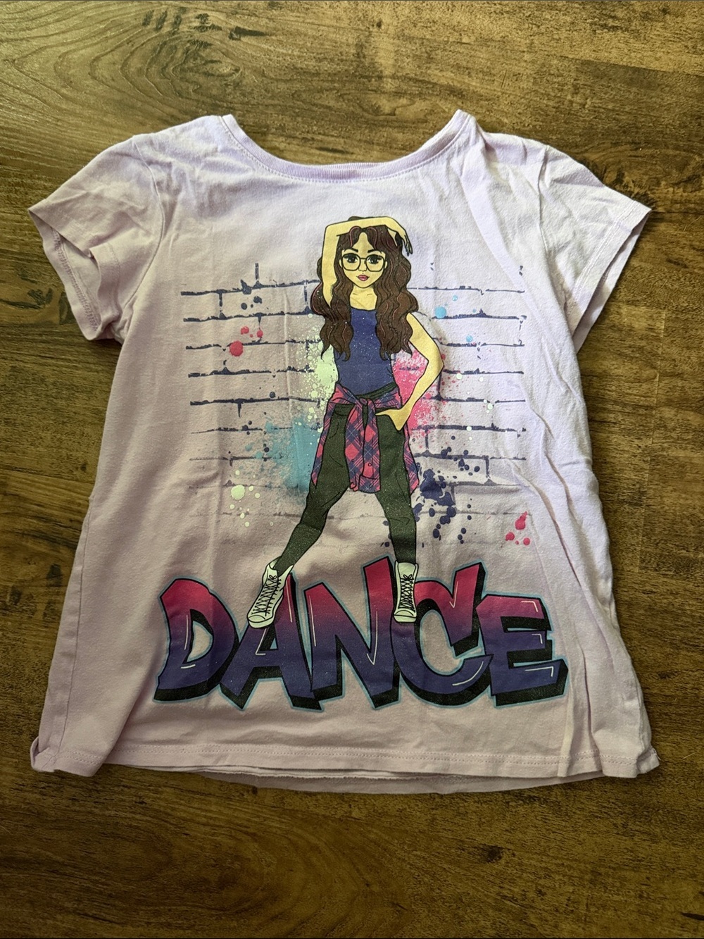 Girls' Lavender 'Dance' Graphic Tee - Kids Costume Top size 7/8 girls